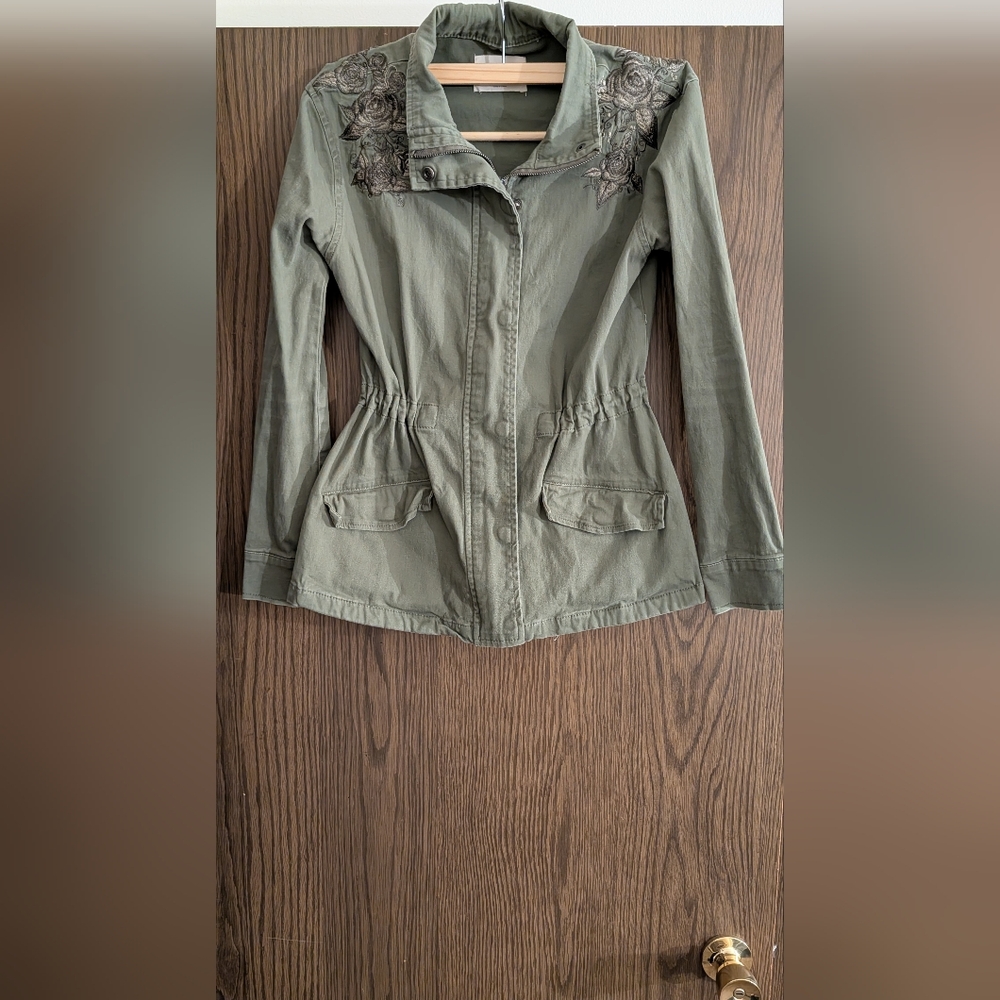 Ashley By 26 International Khaki Embroidered Utility Jacket